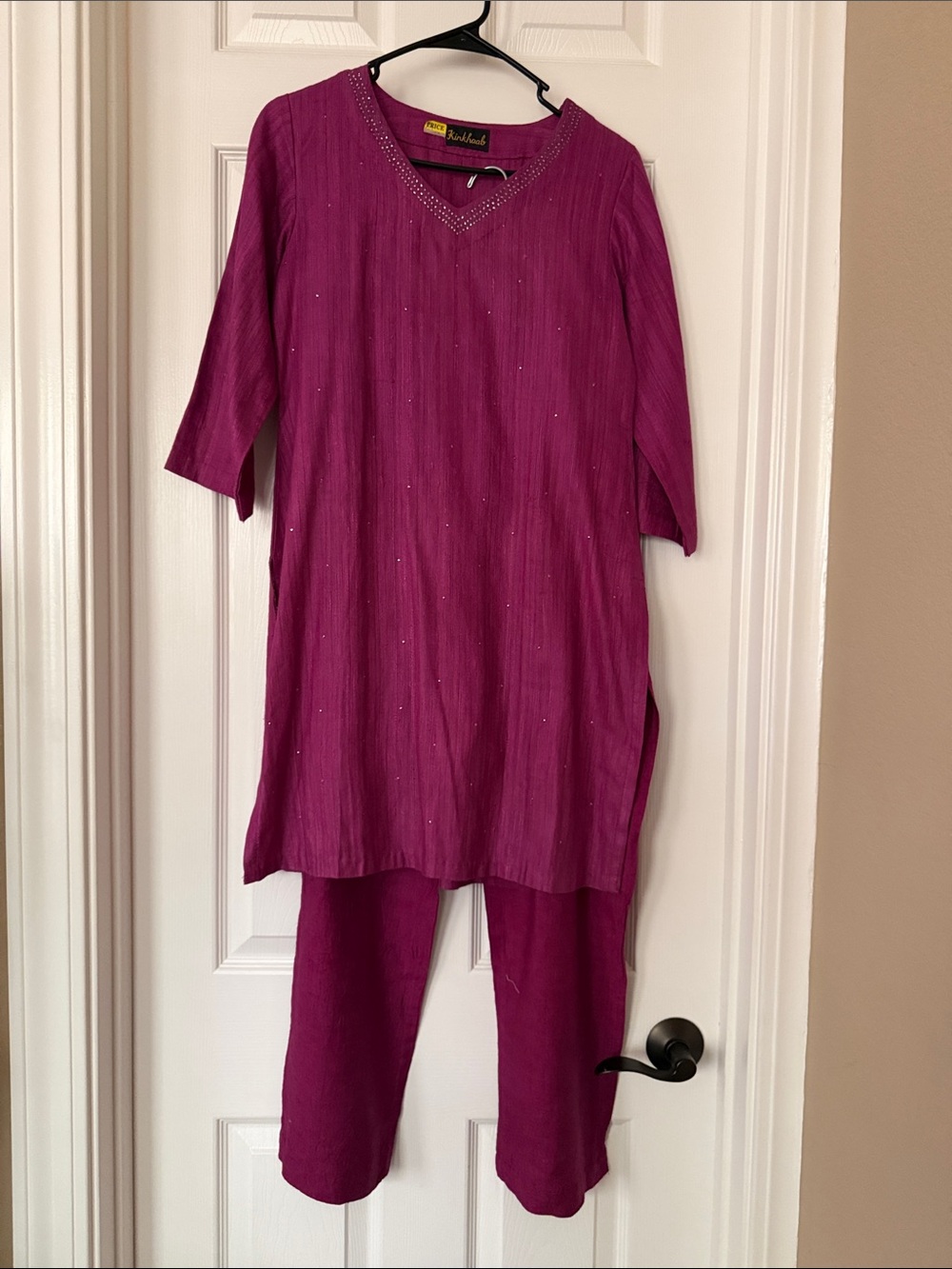 Embellished with badlaa magenta Tunic Top - Relaxed Women's Tunic with silk pant